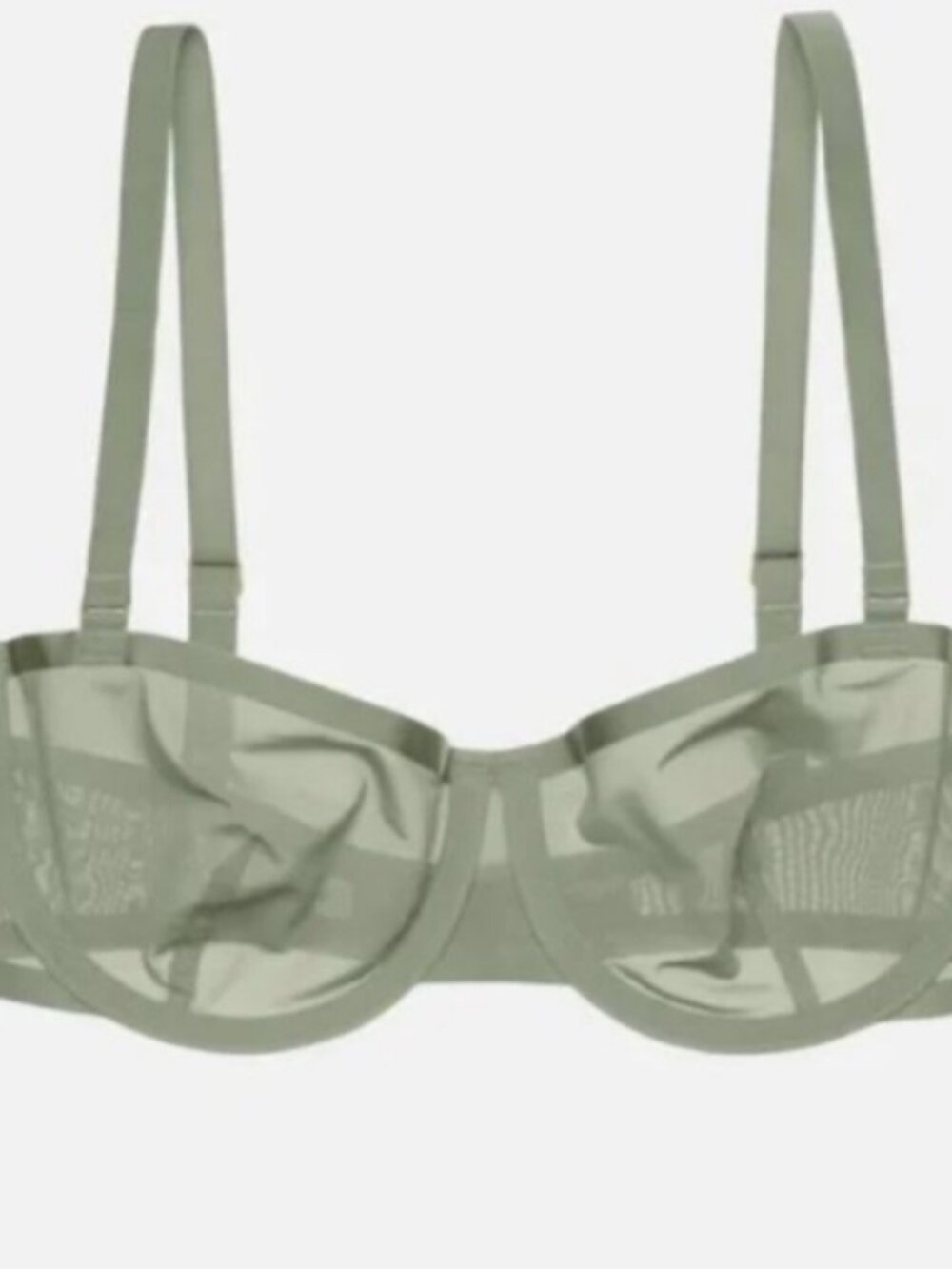 Cuup The Balconette Mesh Bra 32F Pyrite Sage Green Underwire Excellent